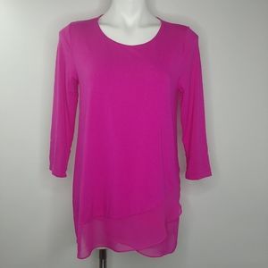 Vince Camuto pink long sleeve asymmetrical chiffon